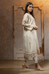DA-1693 OFF-WHITE EMBROIDERED KURTA